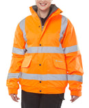 High Visibility Orange Fleece Lined Bomber Jacket - Medium Size, Warm Outerwear