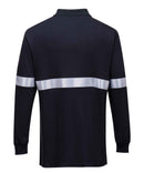 Flame Resistant Anti-Static Long Sleeve Polo Shirt with Reflective Tape