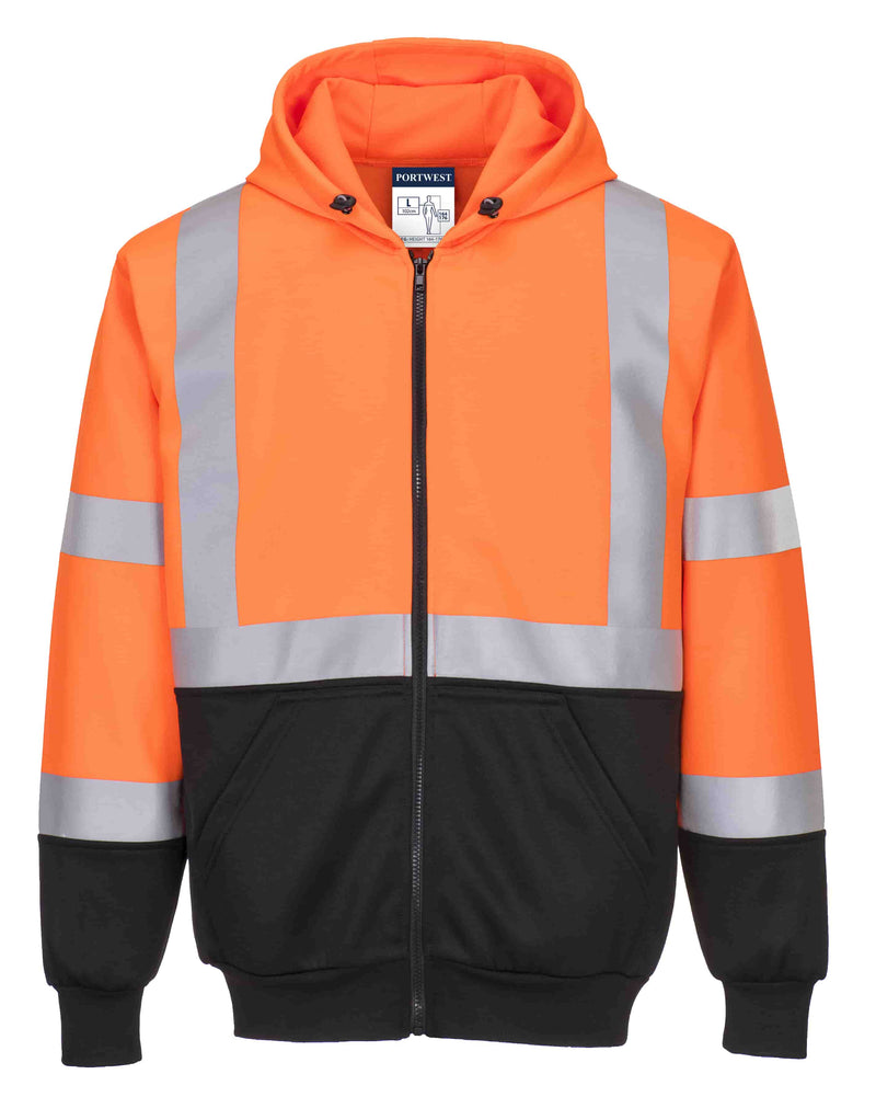 Hi-Vis Contrast Zipped Hoodie