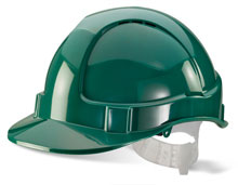 Economy Vented Safety Helmet with Green Plastic Harness