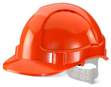 Economy Vented Safety Helmet with Orange Plastic Harness