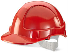 Economy Vented Safety Helmet with Red Plastic Harness