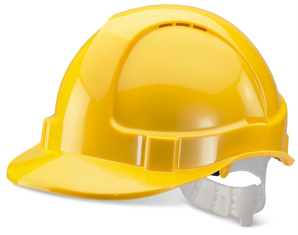 Economy Vented Safety Helmet with Yellow Plastic Harness