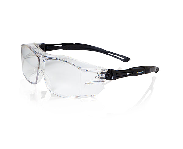 H60 Clear Cover Safety Glasses with Ergo Temples - Impact Resistant, UV Protection, Comfort Fit