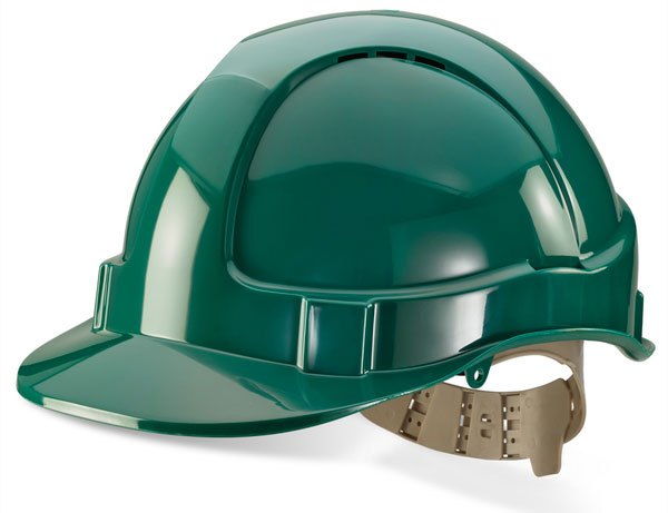 B-Brand Vented Safety Helmet in Green - Lightweight & Adjustable Head Protection for Work Safety