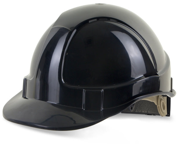 B-Brand Black Safety Helmet with Wheel Ratchet Headgear - Adjustable & Durable Head Protection