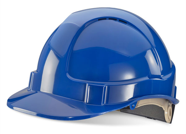 B-Brand Blue Safety Helmet with Wheel Ratchet Headgear - Adjustable & Durable Head Protection