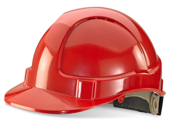 B-Brand Red Safety Helmet with Wheel Ratchet Headgear - Adjustable & Durable Head Protection for High Visibility