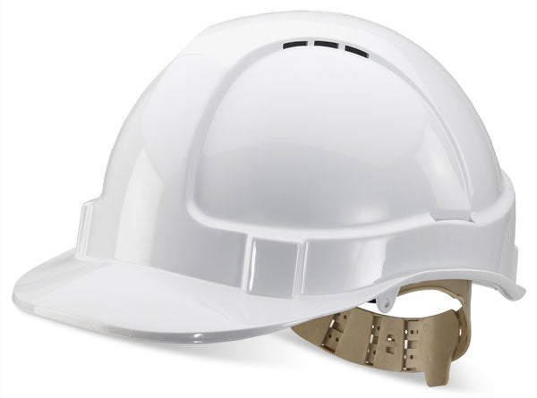 B-Brand Vented Safety Helmet in White - Lightweight & Adjustable Head Protection