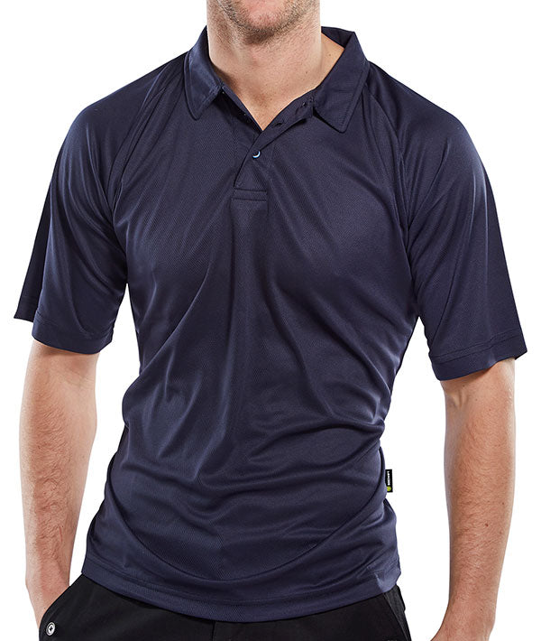 B-Cool Polo Shirt Navy - Large, Moisture-Wicking Performance Fabric