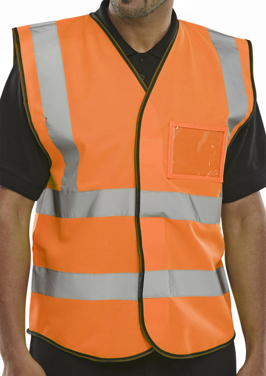 High Visibility Orange ID Vest - Large Size, Safety Vest for Visibility