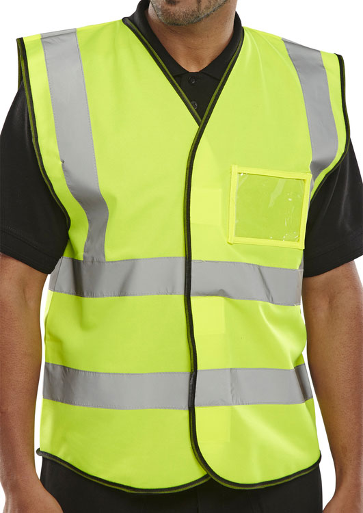 SAT Yellow ID Vest - Medium Size High Visibility Safety Vest