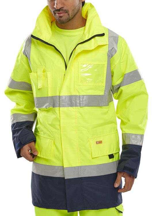 6XL SAT YEL NAVY Jacket High-Visibility Safety Gear for Enhanced Comfort