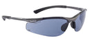 Bolle Contour Platinum Smoke Safety Glasses - Anti-Scratch, UV Protection, Comfort Fit Eyewear