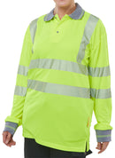 High-Visibility Executive Long Sleeve Polo Shirt - 5XL, Safety Yellow Reflective Workwear