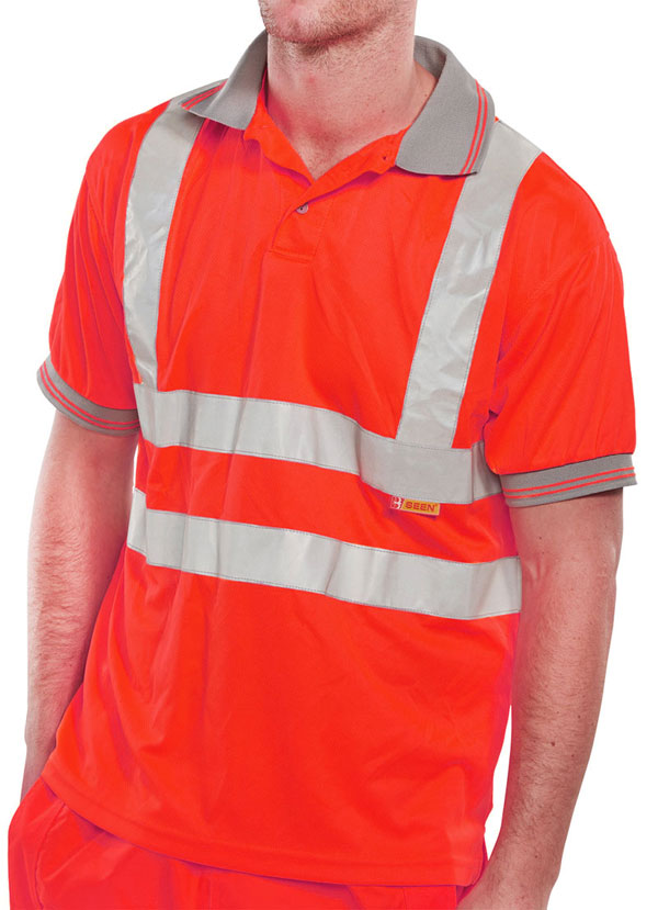 BSEEN Polo Red XL Bright Reflective Shirt for Safety and Style