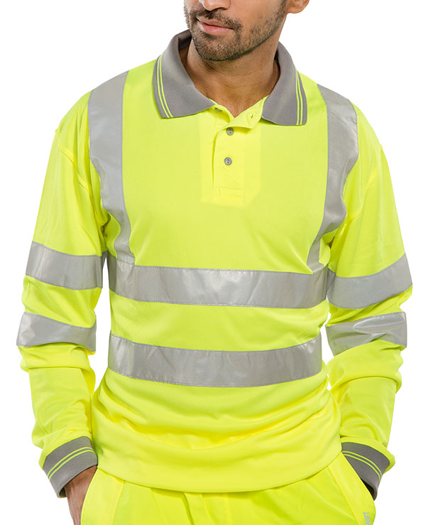 BSEEN LS Polo Shirt in Safety Yellow - 2XL Size for Ultimate Visibility and Comfort