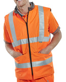 High-Visibility ENG Orange Bodywarmer XXXL Size - Heavy-Duty Safety Vest for Extreme Weather