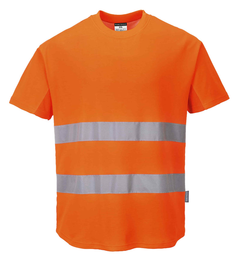 Hi-Vis Cotton Comfort Fabric Mesh Insert T-Shirt S/S