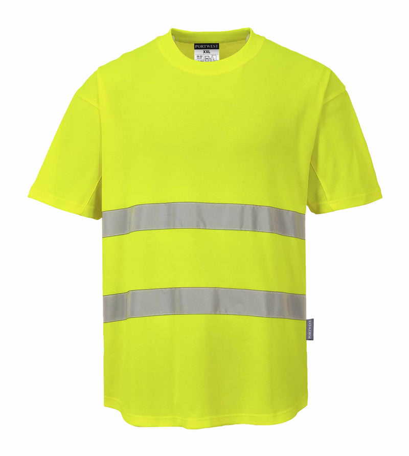 Hi-Vis Cotton Comfort Fabric Mesh Insert T-Shirt S/S