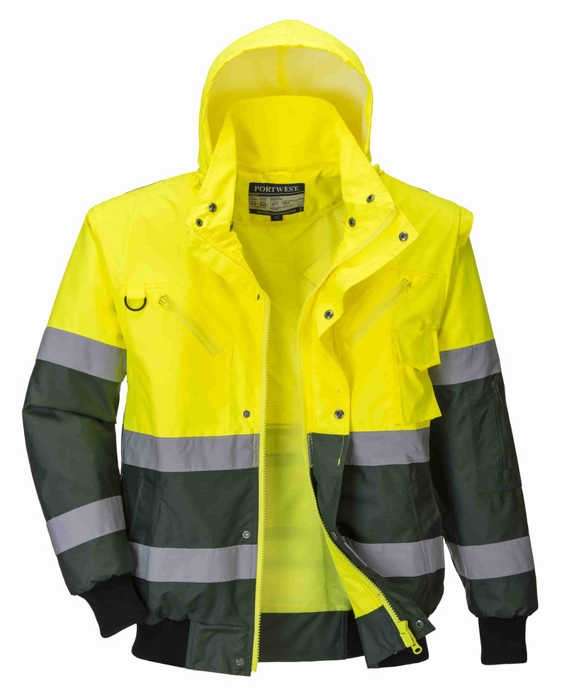 Hi-Vis 3-in-1 X Back Contrast Bomber Jacket