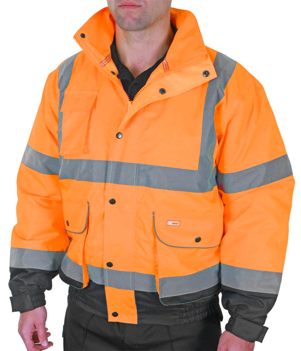 Two Tone Constructor Bomber Jacket in Orange/Black - Medium Size Stylish Men's Outerwear