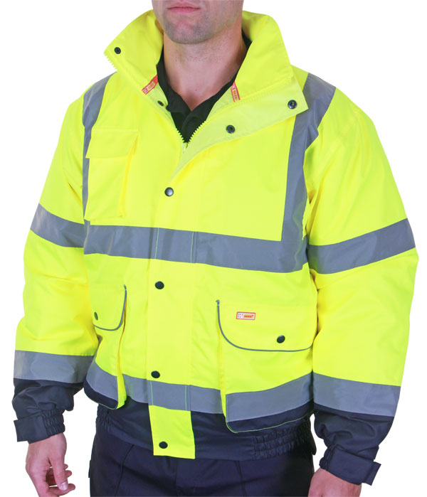 Two Tone Constructor Bomber Jacket - Large Size, High-Visibility Workwear Outerwear