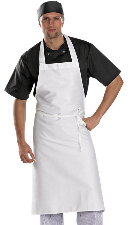 Premium Chef's Bib Apron White 34x40 - Adjustable Kitchen Cooking Uniform