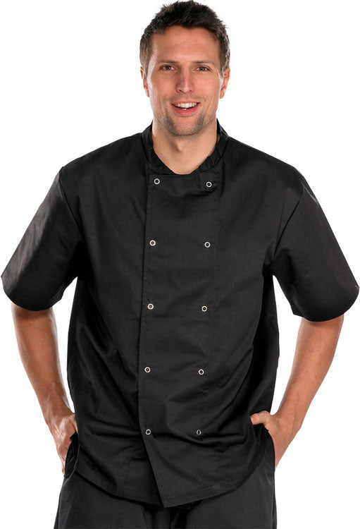 Chef's Short Sleeve Jacket in Black, Small - Kitchen Workwear Uniform