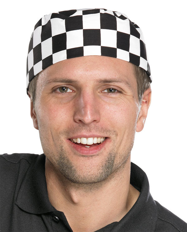 Chef's Skull Cap in Black and White - Lightweight, Comfortable Headwear