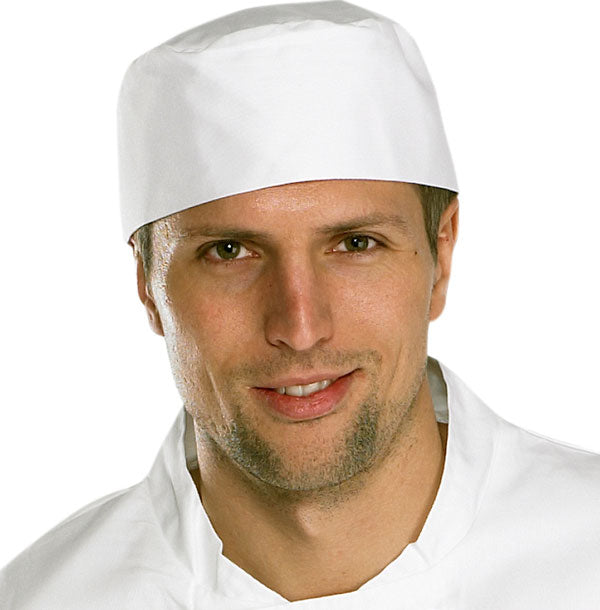 Chef's Skull Cap in White - Professional Kitchen Headwear for Comfort