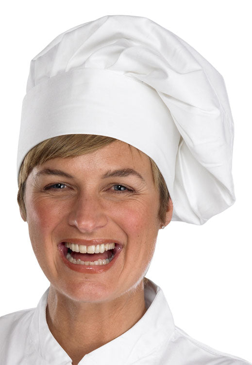 Chef's Tall Hat White with Velcro Closure - Adjustable One Size Kitchen Headwear