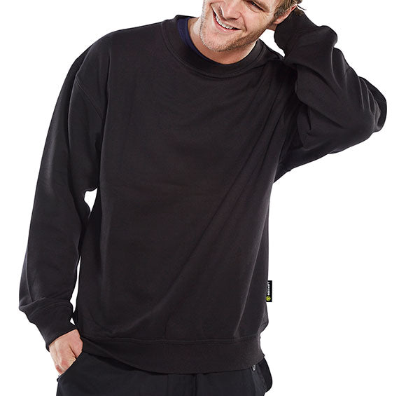 Click PC Sweatshirt Black Large - Quality Cotton Blend Workwear