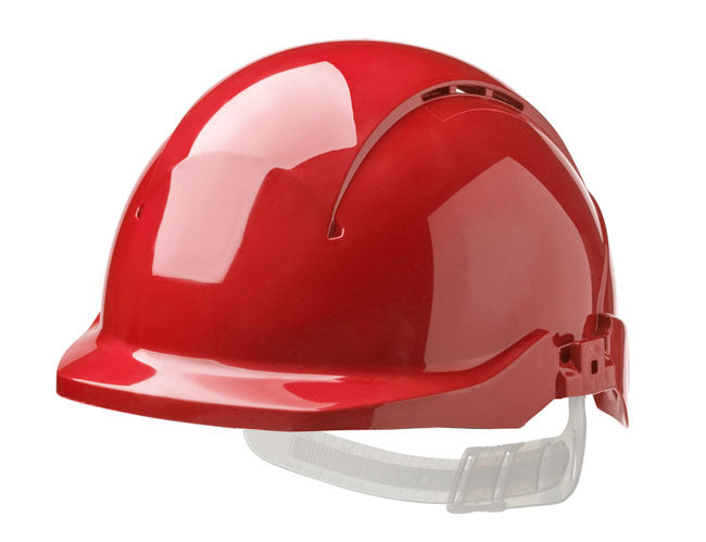 Concept Reduced Peak Vented Safety Helmet Red - High-Visibility Hard Hat with Adjustable Ventilation