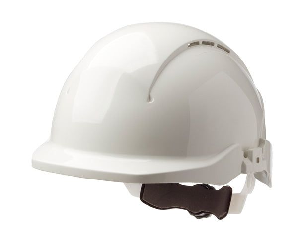 Concept Core Reduced Peak Safety Helmet White - Lightweight Hard Hat with Adjustable Headband