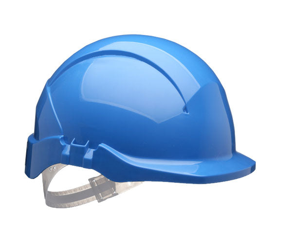 Concept Reduced Peak Safety Helmet Light Blue - Lightweight Hard Hat with Adjustable Strap and High Visibility