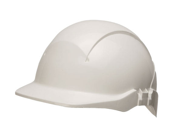 Concept Reduced Peak Safety Helmet White - Lightweight Hard Hat with Adjustable Strap and Enhanced Visibility