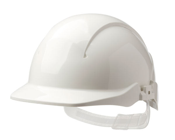 Concept Full Peak White Slip Ratchet Helmet - Advanced Safety Headgear