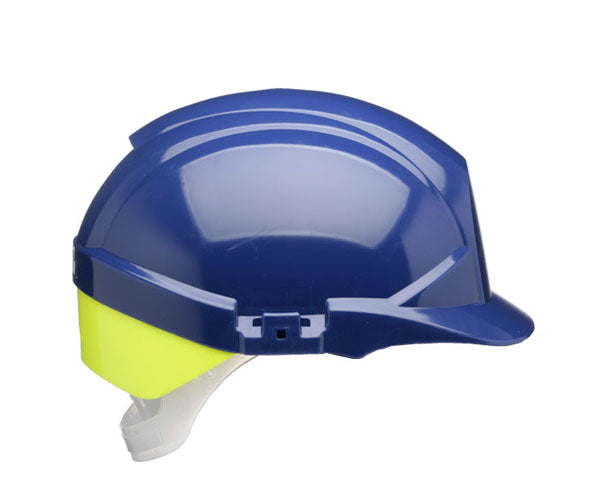 Reflex Blue Safety Helmet with Yellow Rear Flash - High Visibility Head Protection Gear