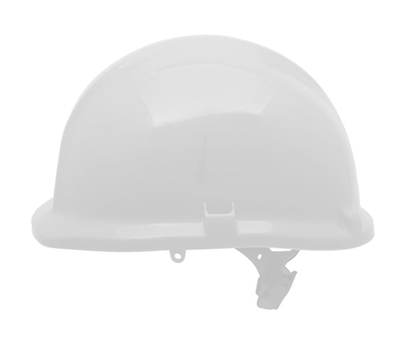 1125 Reduced Peak White Slip Ratchet Helmet - Streamlined Safety Headgear