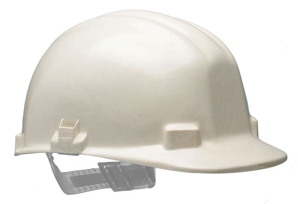 Vulcan White Slip Ratchet Safety Helmet - Durable and Adjustable Head Protection