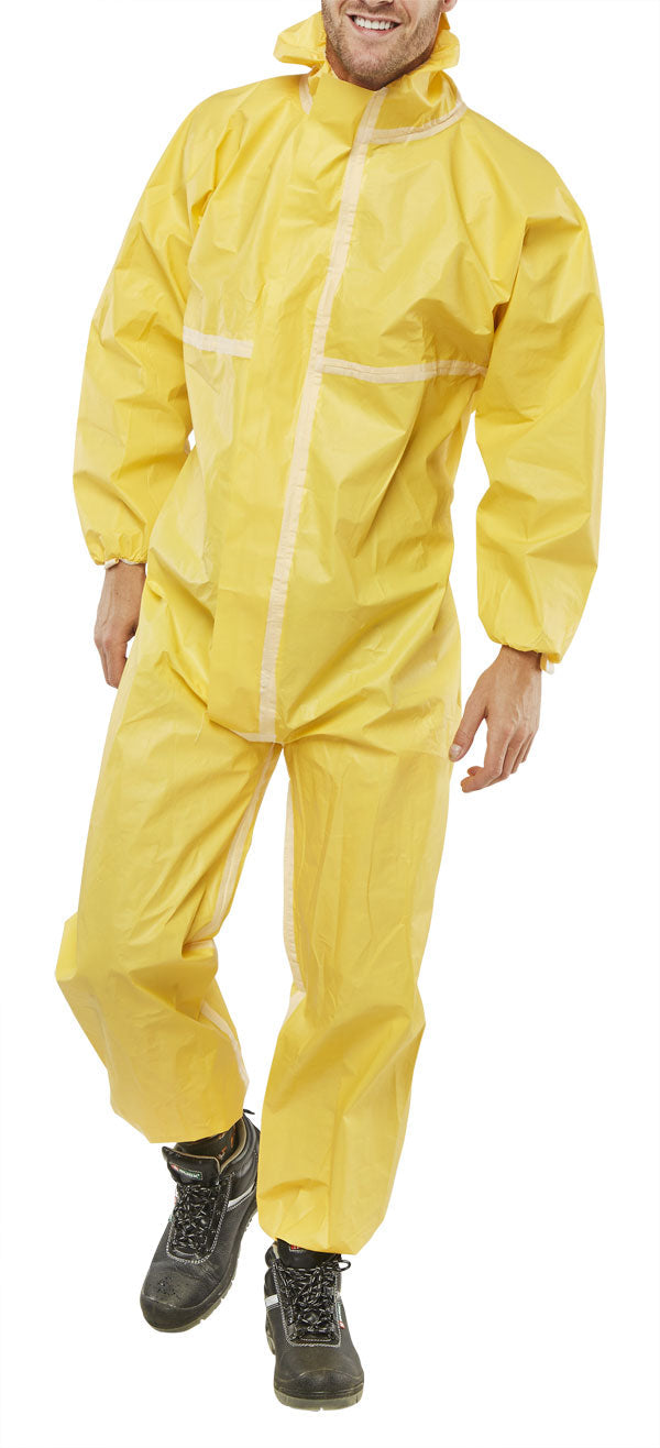 Optimal Protection Disposable Coverall - Yellow, Large, Microporous Type 3/4/5/6