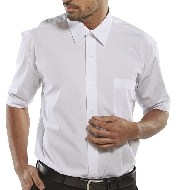 Classic White Short Sleeve Shirt 14.5 - Crisp Cotton White Shirt