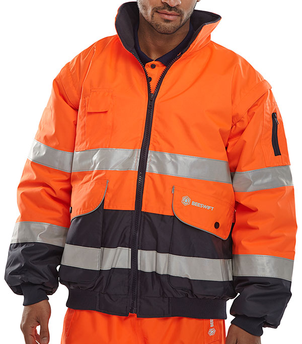 Premium Europa Bomber Jacket in Orange/Navy - XXL Size