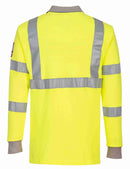 Flame Resistant Anti-Static Hi-Vis Long Sleeve Polo Shirt