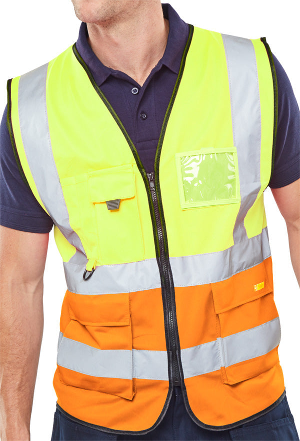 Two Tone Executive Waistcoat SY/Orange Size Medium - Professional Business Attire for Men