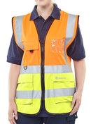 Two-Tone Executive Waistcoat - Orange and Satin Yellow, XXL - Stylish Men's Formal Vest