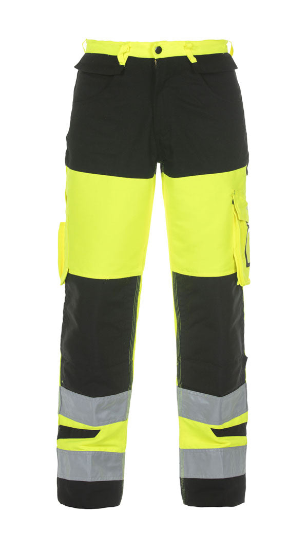 HERTFORD Hi-Vis Two-Tone Yellow/Black Trousers - Size 42, Reflective Safety Workwear