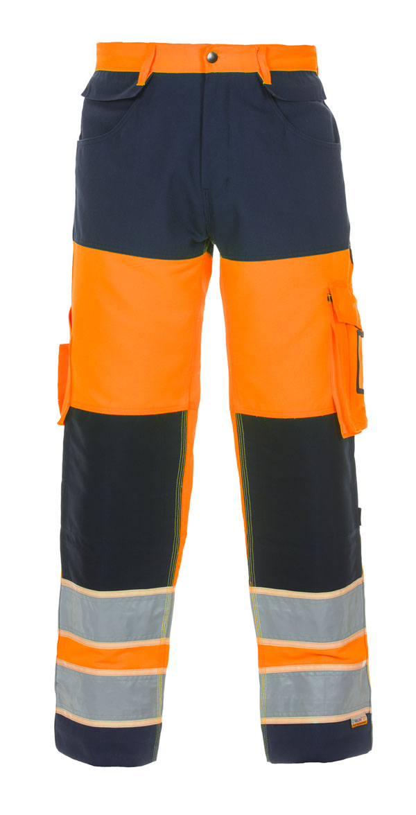 IDSTEIN High-Visibility GID Two-Tone Trousers Orange/Navy - Size 46