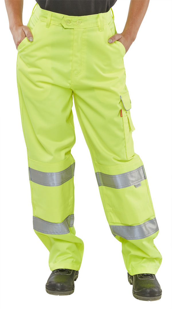 Ladies Safety Yellow Trousers Size 16 (34) - High Visibility Workwear Pants